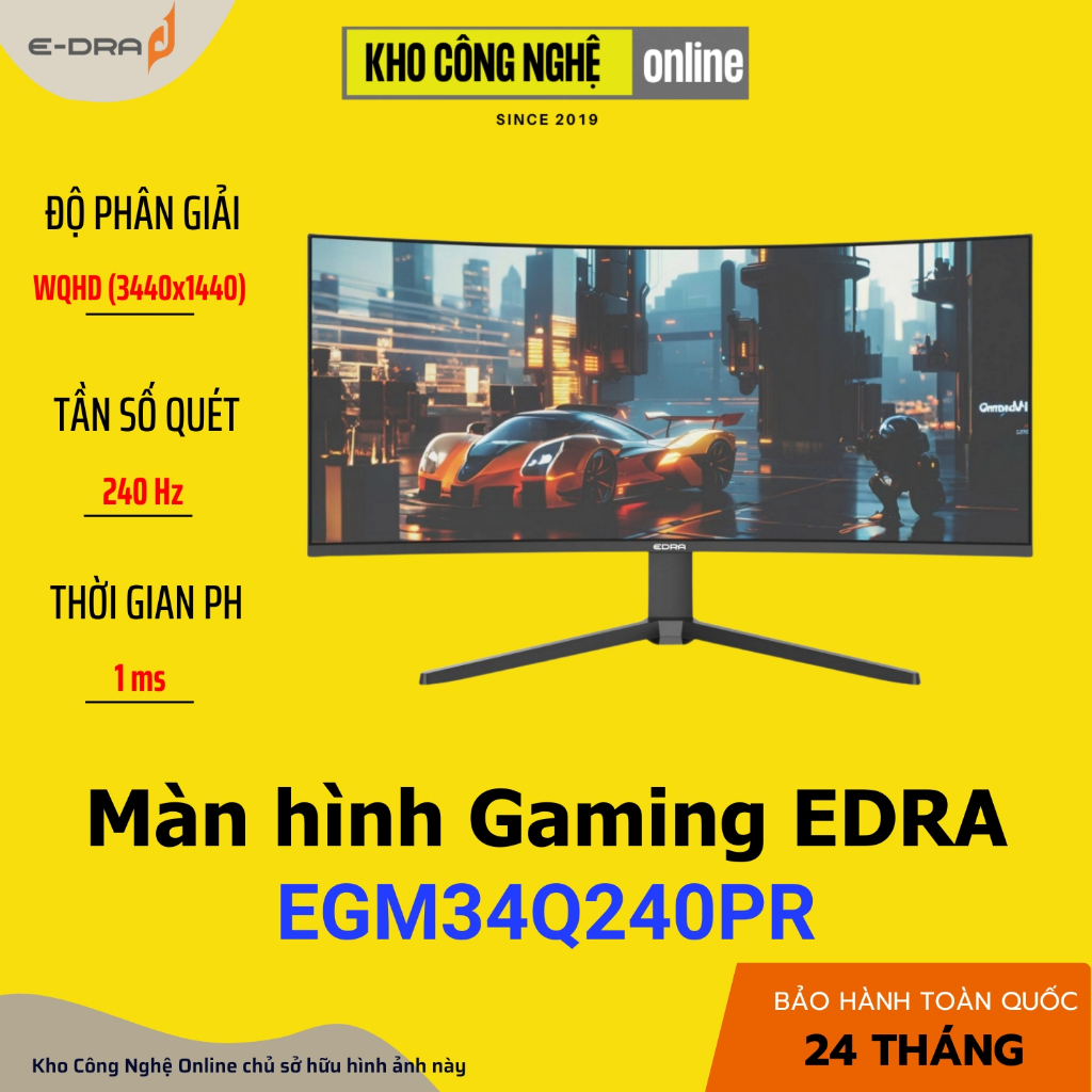 Màn hình cong gaming EDRA EGM34Q240PR 34 inch WQHD 240hz (Hàng Chính Hãng)