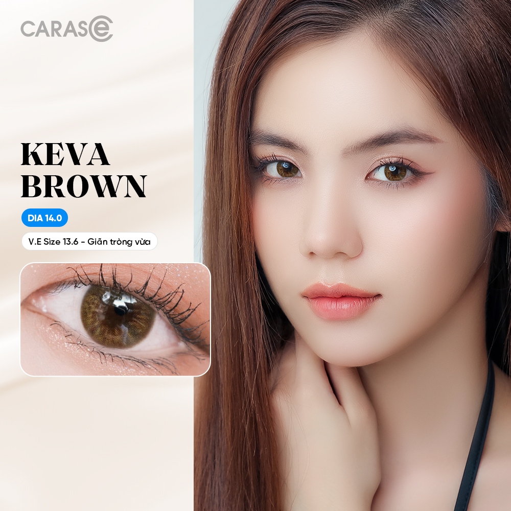 [1 chiếc] Kính áp tròng khoá ẩm 1 Ngày Màu Nâu CARASE, Lens cận KEVA BROWN