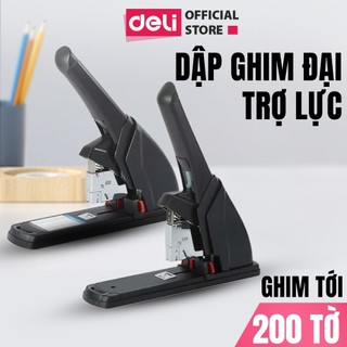  Dập ghim to 210 tờ Deli bàn dập ghim cỡ lớn trợ lực máy bấm ghim tiện lợi ghim nhiều trang chất lượng cao 