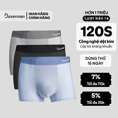 Combo 3 Quần lót nam boxer thun lạnh thoáng mát Profit BOXERMAN, kháng khuẩn không hằn, ôm sát co giãn 4 chiều
