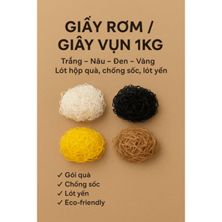 Giấy rơm / Giấy vụn 1kg – Màu trắng, nâu, đen, vàng – Lót hộp quà, chống sốc, lót yến – Giá sỉ