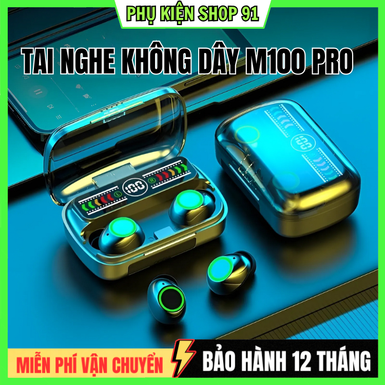 Tai Nghe Bluetooth M100 / M10 Pro Tai Nghe Không M100 Pro Phiên Bản Nâng Cấp Pin Trâu, Nút Cảm Ứng T