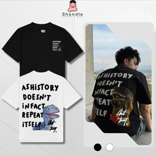 Áo Thun Nam Nữ Chuột Trắng In hình Khủng Long Dino Form Rộng Tay Lỡ Vải Cotton 2 chiều Full Tag Mạc