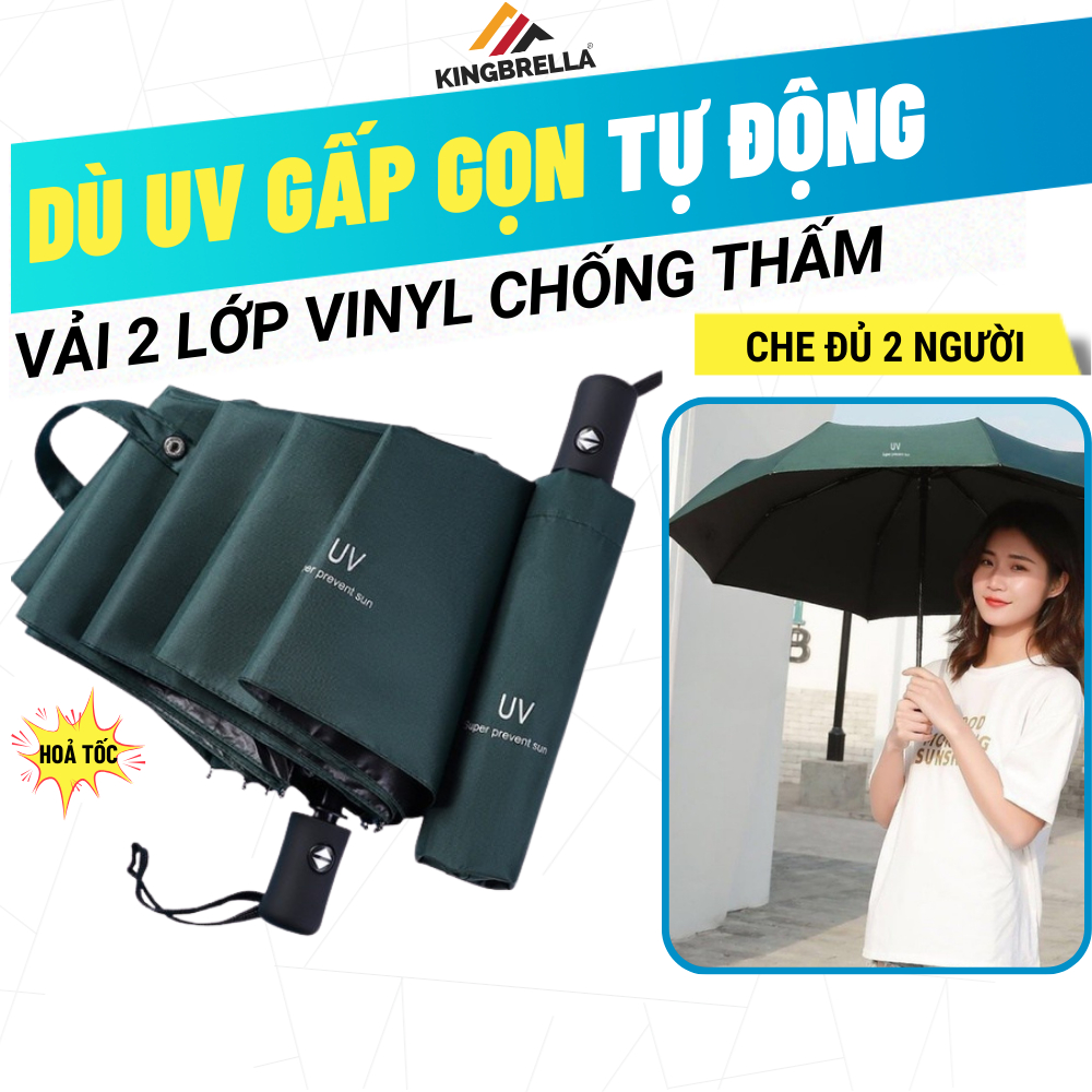 [Hoả Tốc] Ô dù xếp gọn 2 lớp chống tia UV bấm mở tự động 2 chiều cách nhiệt, chống thấm, dù che mưa che nắng KingBrella