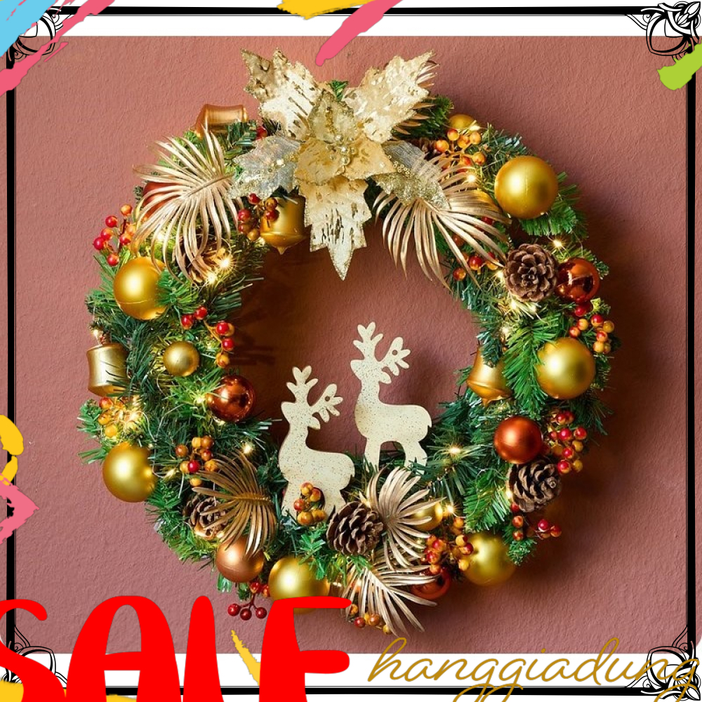 [Tặng Đèn] Vòng Hoa Noel 40cm R067 Trang Trí Noel Giáng Sinh Handmade HGDKV067