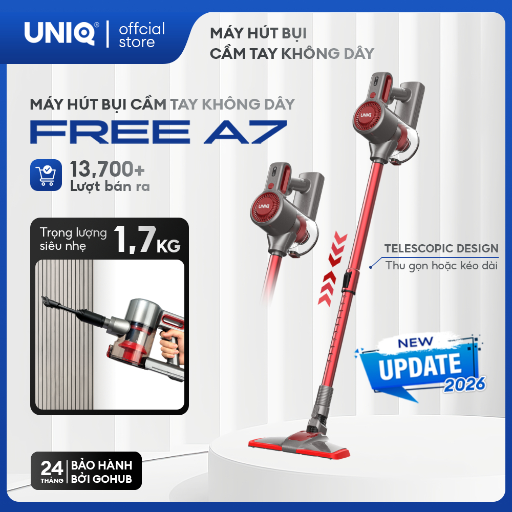 Máy hút bụi cầm tay không dây UNIQ Free A7 hút bụi giường nệm gia đình đa năng cây hút bụi ô tô ghế sofa