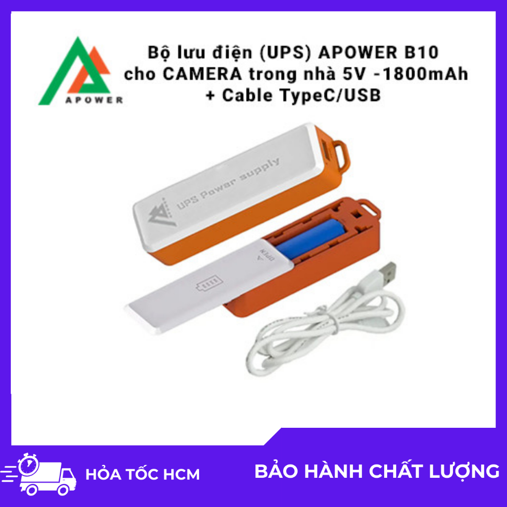 Bộ Lưu Điện Mini Camera Trong Nhà  APOWER B10 – Pin 1800mAh, Cổng Sạc Type-C, Nguồn USB 5V-1.2A