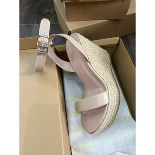 Giày Đế Xuồng Nữ Nude Lì Bản Ngang Quai Chéo Gót Mang Êm Chắc Chân Sang Trọng Cao 8-9P, 11-12P