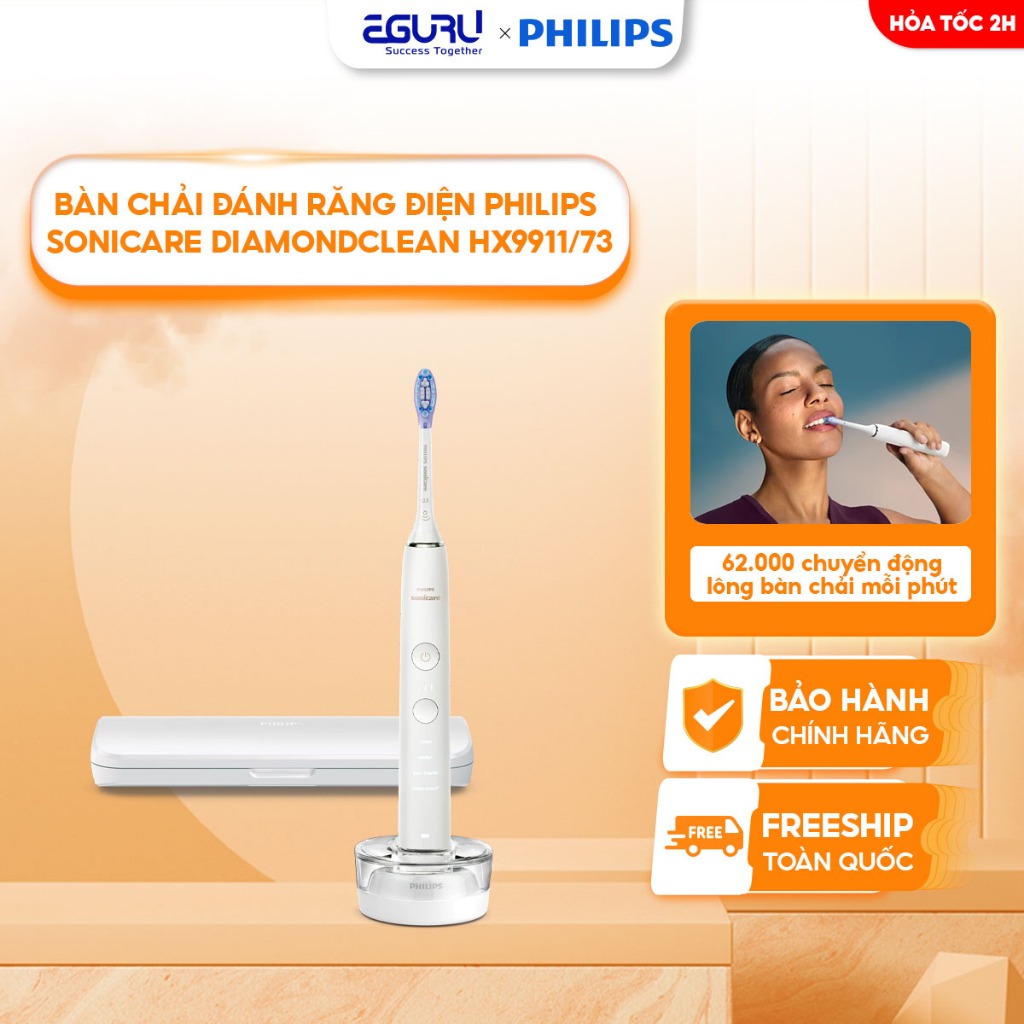 Bàn chải đánh răng điện Philips Sonicare DiamondClean HX9911| Hàng Chính Hãng BH 24 Tháng