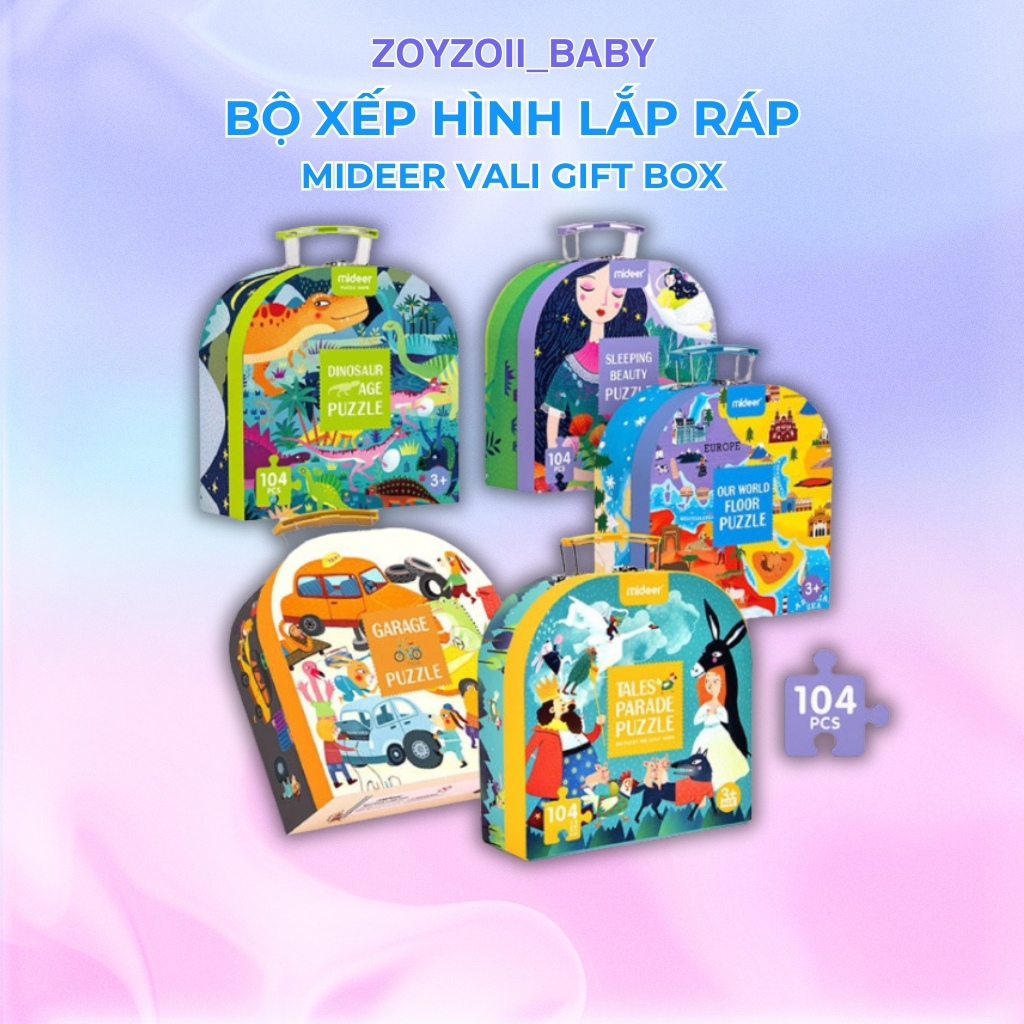 Đồ Chơi Lắp Ráp Cho Bé Vali Gift Box Puzzle  Mideer - Bộ Xếp Hình Lego Bé Trai Bé Gái Từ 3 Tuổi