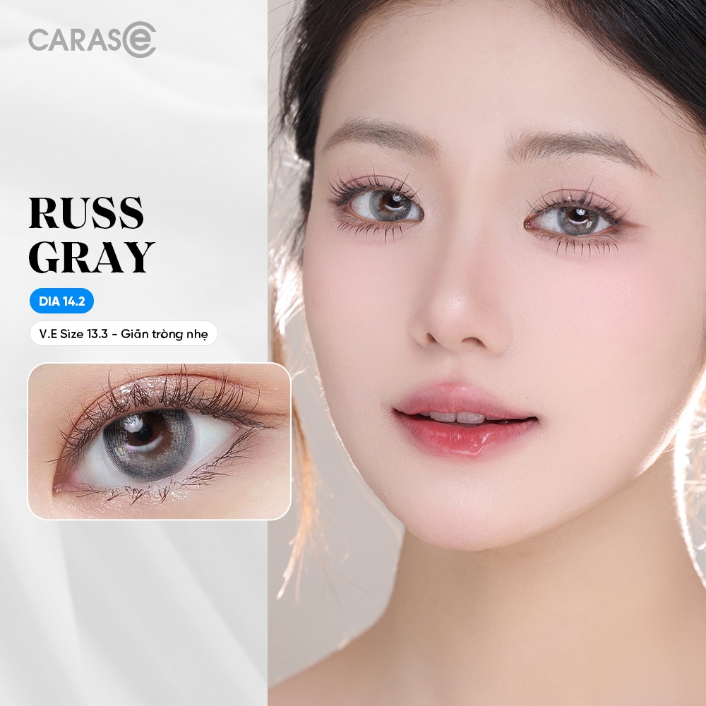 [1 chiếc] Kính áp tròng khoá ẩm 1 Ngày Màu Xám CARASE, Lens cận RUSS GRAY