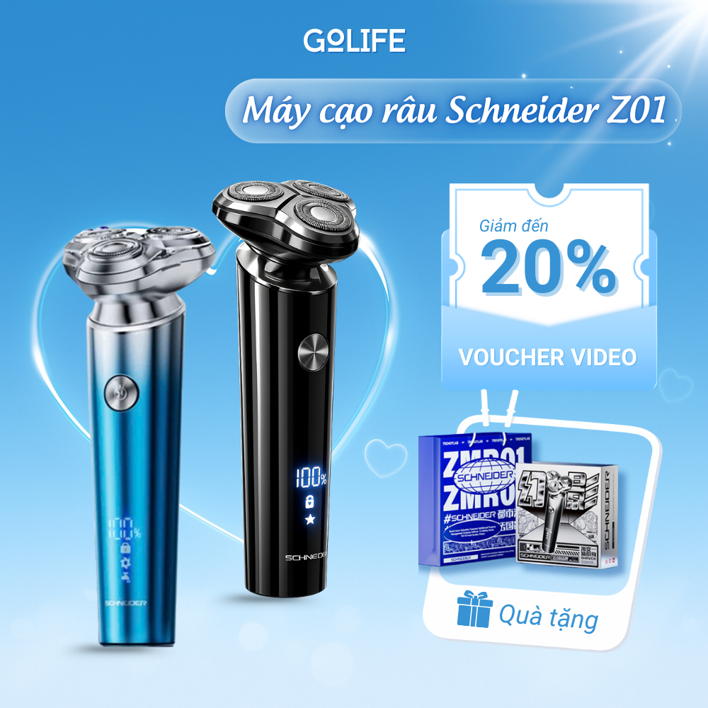 Máy cạo râu Schneider Z01 chống nước máy cạo râu cao cấp màn hình LED lưỡi cạo tự mài an toàn Golife