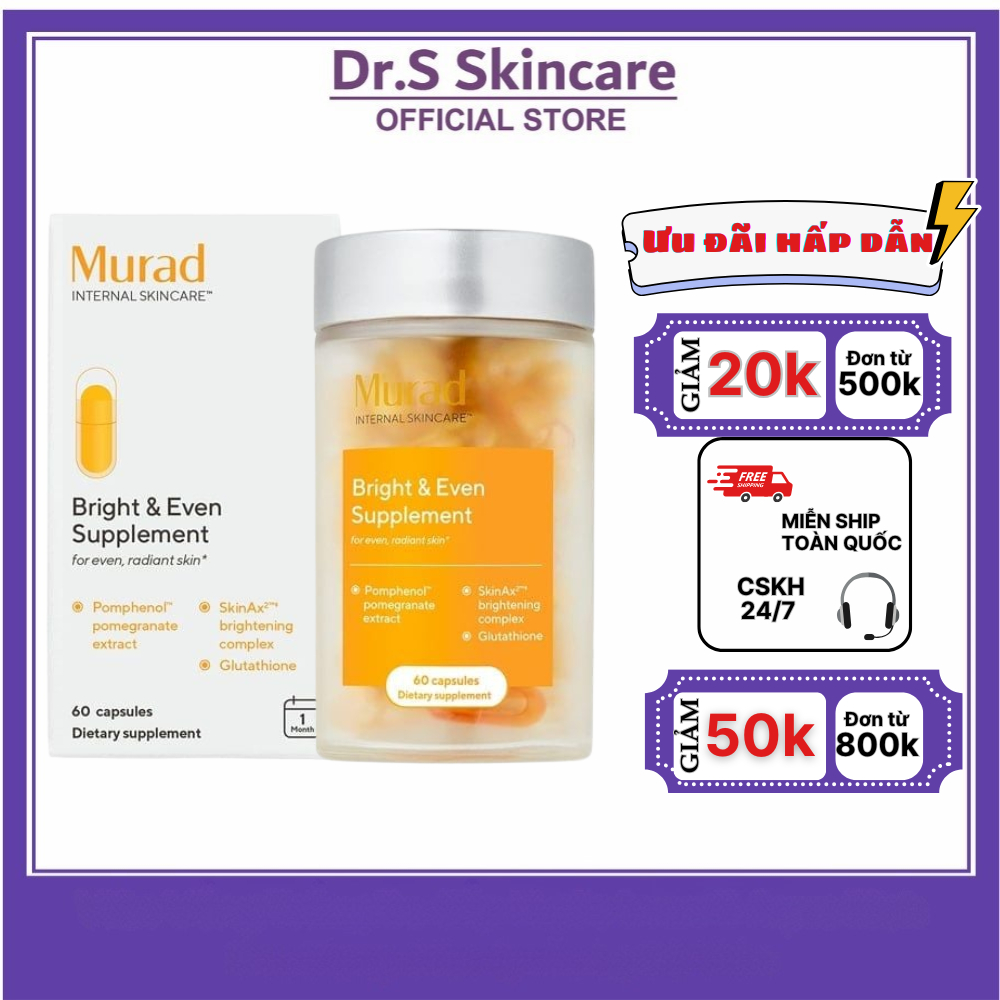 Viên uống trắng da chống nắng Murad Bright & Even Supplement 60 Viên