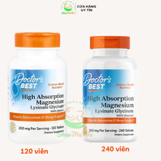  Viên uống Doctor's Best High Absorption Magnesium Glycinate tăng cường hấp thu bổ sung Magie thuần chay. 