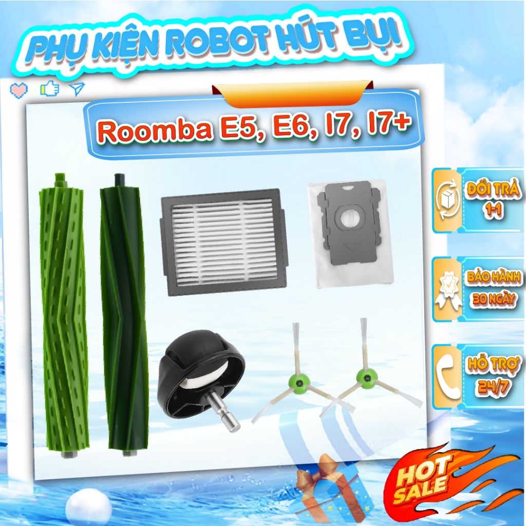 Phụ kiện robot hút bụi iROBOT ROOMBA E5/ E6/ I7/ I7+, Phụ kiện robot iROBOT chất lượng - Túi rác, ch