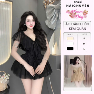 [BST MỚI] Áo voan cánh tiên bèo nhún form giấu quần KÈM QUẦN kho sỉ hải chuyền AD002