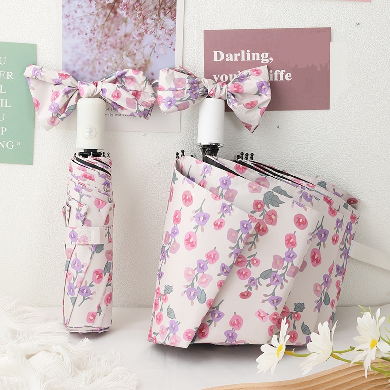 Dù Xếp Hoa Tự Động Tự Nở Như Hoa Dù Dù Mini Gấp Gọn Chống Nắng UV & Chống Mưa Cho Nữ