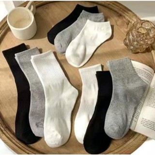 PVN61103 Set 3 Tất vớ nam nữ chất liệu vải Hàn co giãn bốn chiều, kiểu dáng trơn phong cách hiện đại tongkhosi2