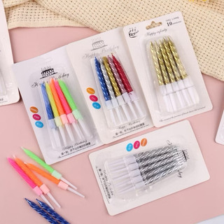  Hộp 50 vỉ nến xoắn ngắn đủ màu nến xoắn nhũ sinh nhật - phụ kiện bánh kem 