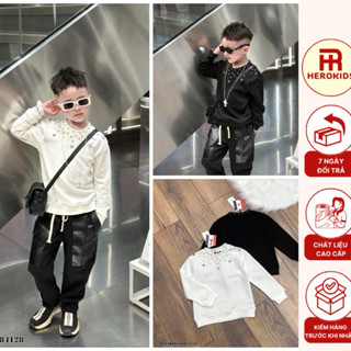  áo nỉ dài tay bé trai đính sao đá quanh cổ siêu đẹp phong cách boy phố 11084 