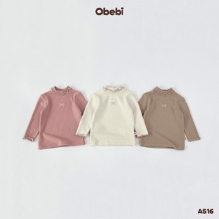 Áo Giữ Nhiệt Cổ Ba Phân Thêu Nơ Obebi Thời Trang Thu Đông Bé Gái từ 8kg - 23kg A516