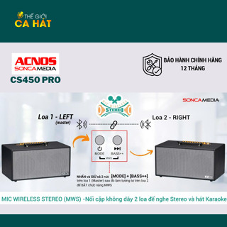  ACNOS Dàn âm thanh di động CS450PRO Loa karaoke Bluetooth cao cấp 150W ACNOS SONCAMEDIA 