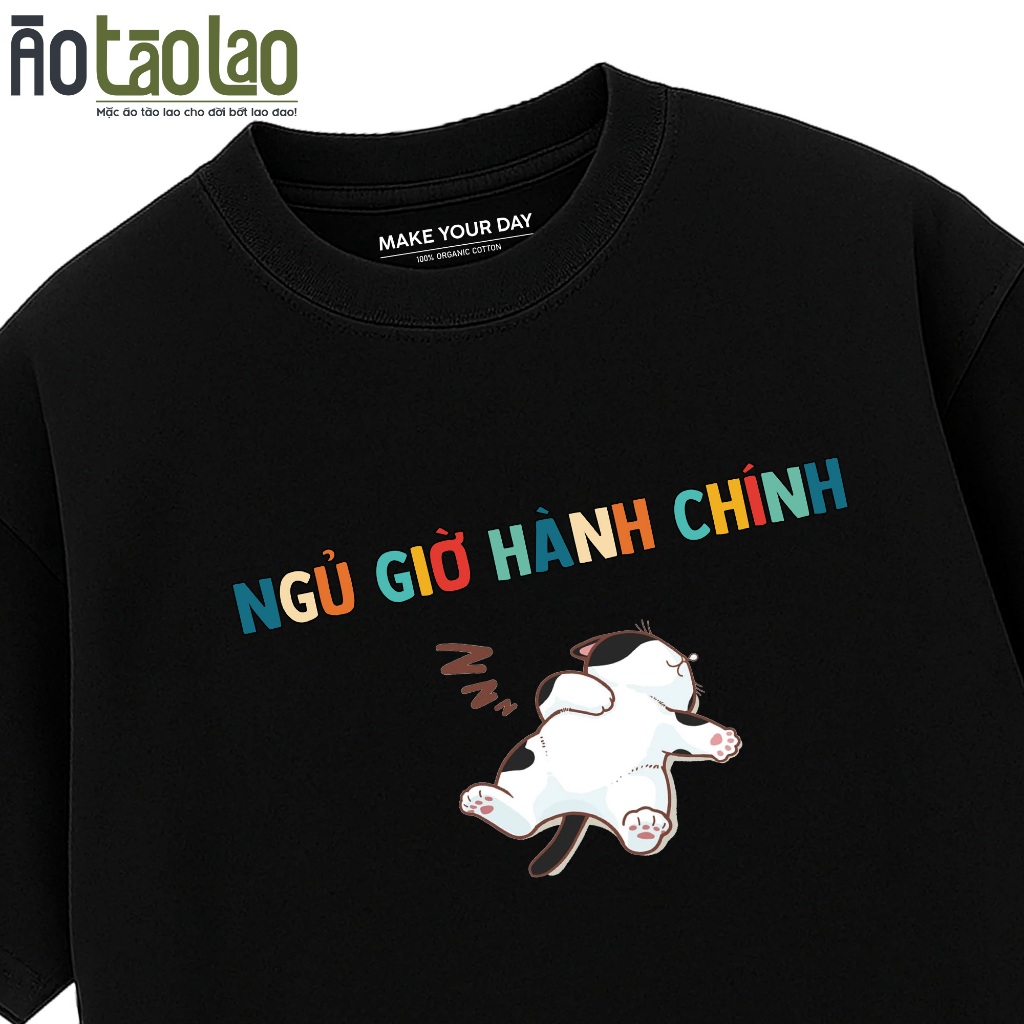 Áo Thun In Chữ Hài Hước In Chữ NGỦ GIỜ HÀNH CHÍNH - Áo Văn Phòng Công Sở Hài Hước - Meme Text Vui Đi