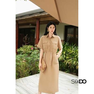 Đầm suông cổ đức ngắn tay SIXDO (Cinnamon Woven Loose Dress)