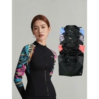  ÁO BƠI NỮ THIẾT KẾ DÂY KÉO TAY DÀI PHỐI HỌA TIẾT KÍN ĐÁO CÓ MÚT CHỐNG NẮNG HÀNG XUẤT XỊN  40-70KG  