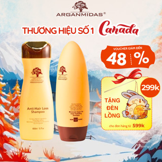 Dầu gội mọc tóc, Combo dầu gội kích thích mọc tóc dày tóc dài hơn chắc khỏe hơn và dầu xả siêu dưỡng ẩm Arganmidas