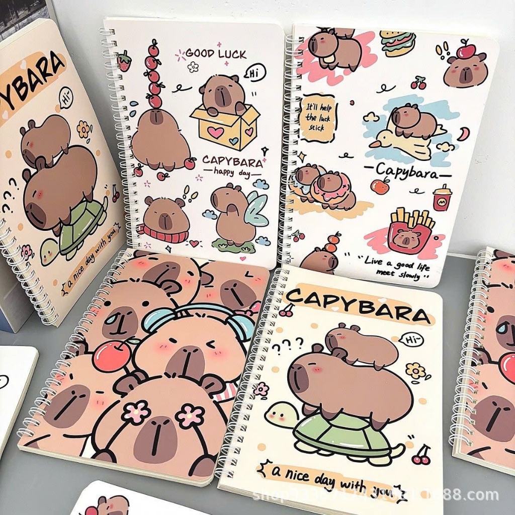 Vở lò xo Capybara kẻ ngang kích thước A5, Sổ capybara A5 100 trang, vở học sinh