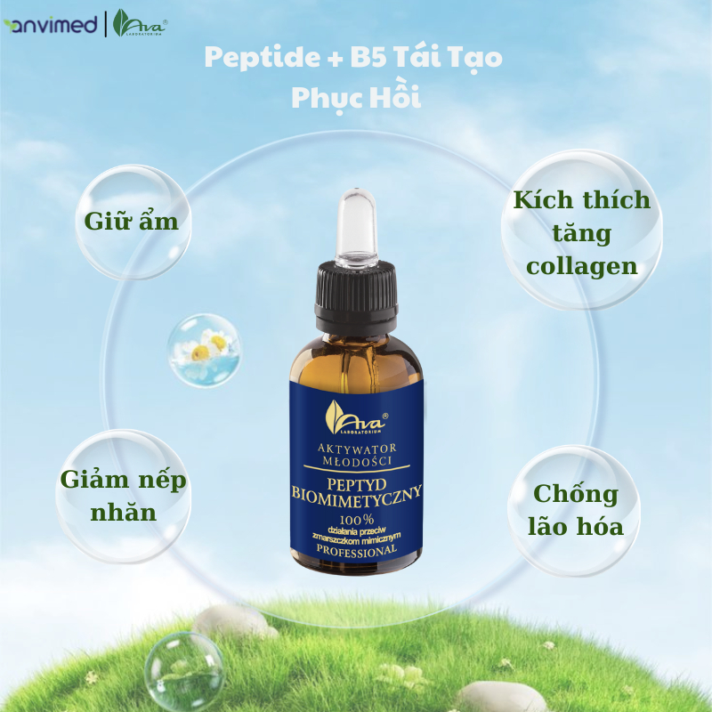Serum AVA Peptide B5 cấp ẩm tái tạo chuyên sâu giúp căng bóng làn da 30ml - Hàng chính hãng