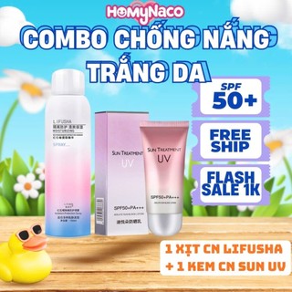  Combo Chống Nắng: Xịt chống nắng body Maycreate LIFUSHA 150ml + Kem chống nắng chống tia UV Sun Treatment SPF50+ 60ml 