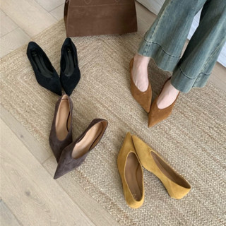   HÀNG SẴN  Giày đế thấp mũi nhọn da lộn basic Dasu Autumn 2025 mã 1099-3 