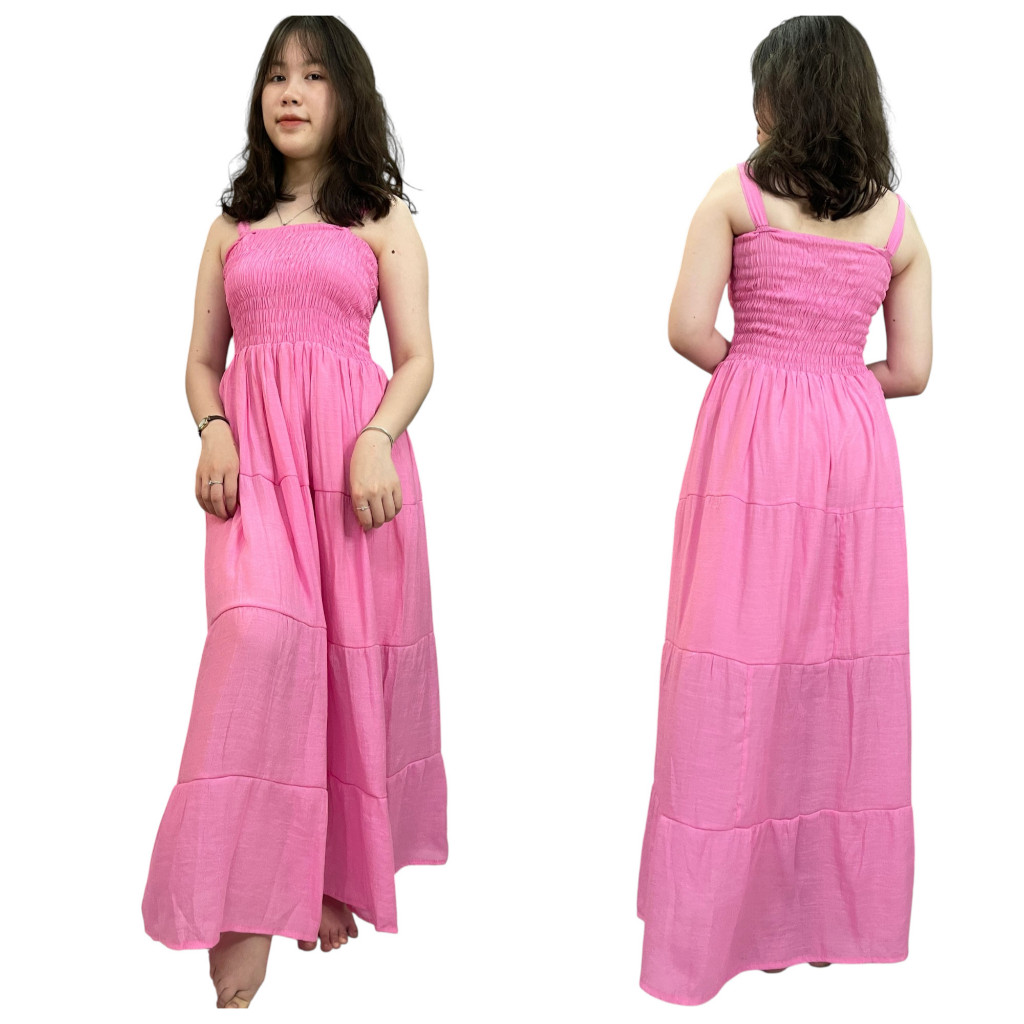 Đầm Xô Tầng Dài 120cm - Chất Gân Mỏng Nhẹ, Lót Trong, Nhiều Màu Đẹp
