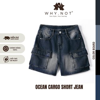  Có Bigsize  Quần Short Nam Túi Hộp Màu Xanh Đậm WHY.NOT - Quần Short Jean Nam Ocean Cargo Short 