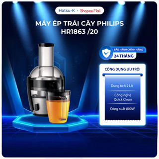 Máy ép trái cây PHILIPS HR1863 /20, đồ gia dụng cao cấp ống ép lớn 75mm, có ca đựng nước ép siêu tiện lợi