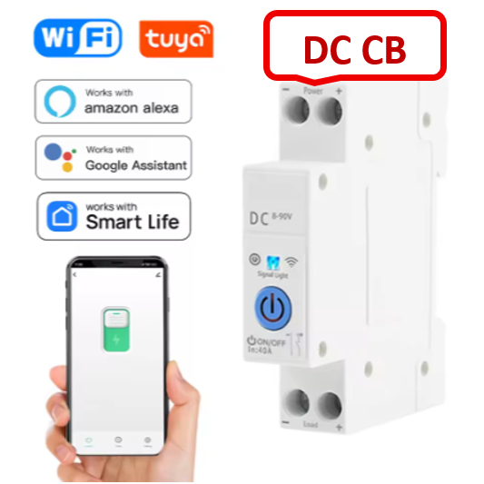 APTOMAT Wifi DC (dòng 1 chiều 40A), Cầu Dao Tép Thông Minh Dùng Ứng Dụng TUYA/ Smart Life