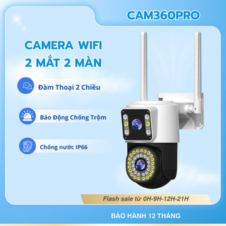  Camera Wifi Ngoài Trời 2 Mắt Kép Xoay 360 Độ ,Xem Đêm Có Màu 2 Khung Hình Đàm Thoại 2 Chiều Báo Động Chống Trộm  
