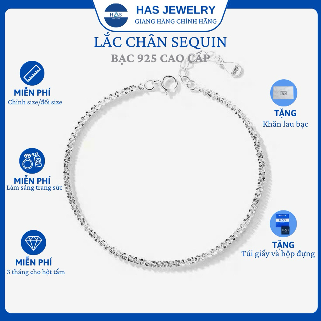 Lắc chân bạc Sequin H.A.S trơn sáng đơn giản - HLC5