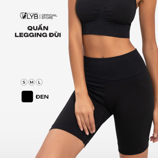 LYB - Quần legging nửa đùi nữ cạp cao, quần legging tập gym, yoga, chạy bộ, co giãn, chống tia uv