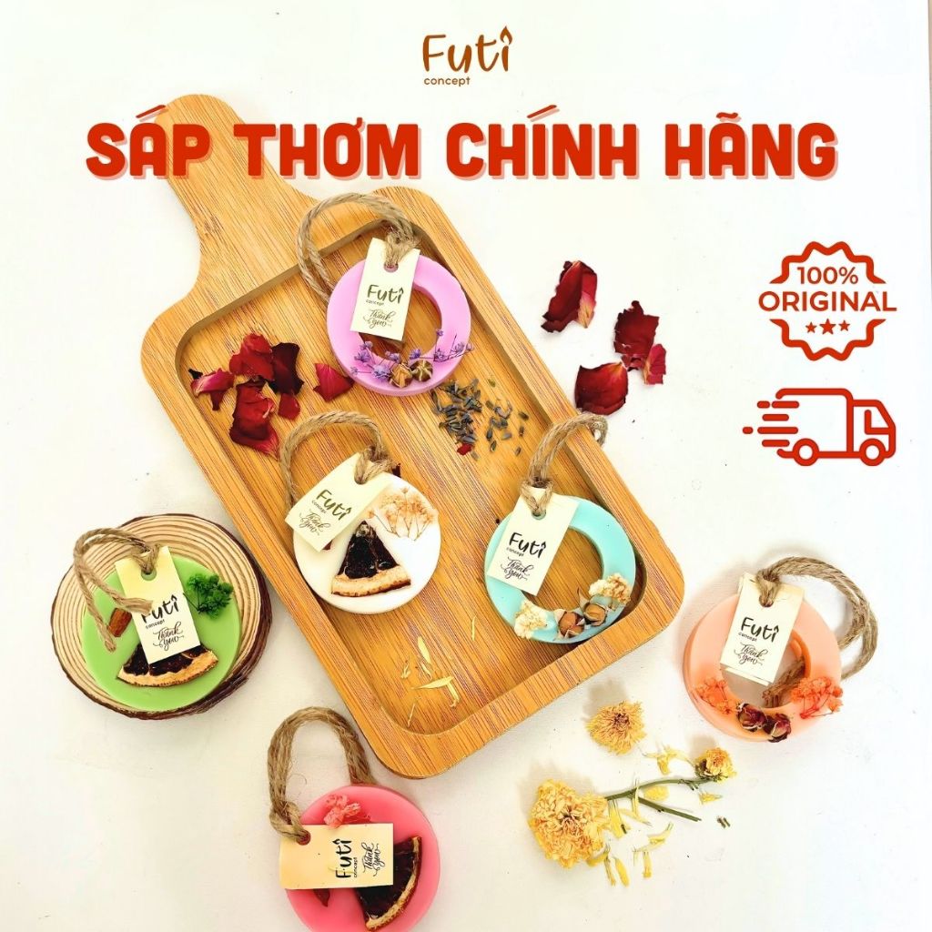 Sáp Thơm Treo Tinh Dầu, Treo Tủ Quần Áo, Ô Tô, Phòng Ngủ, Khử Mùi, Thư Giãn, Sáp Hoa Khô Tròn Handmade