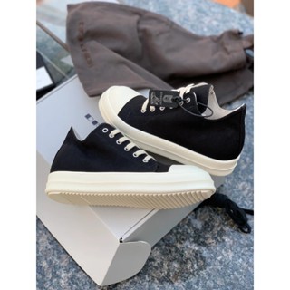 Tất Giày Sneaker nam Nữ Rick o.wen Đen Cổ Thấp Đế Cream Vani Giày Thể Thao Đi Học Đi Chơi tặng box