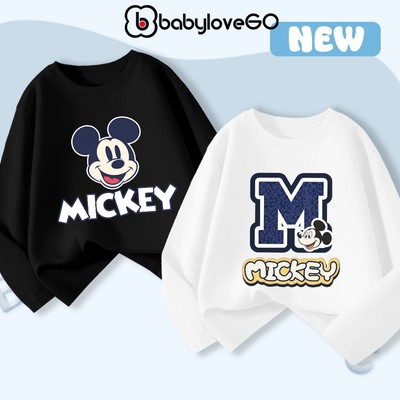 Áo thu đông dài tay bé trai bé gái BabyloveGO BST DISNEY 2026 áo thun cổ bo tròn chất cotton mềm mại