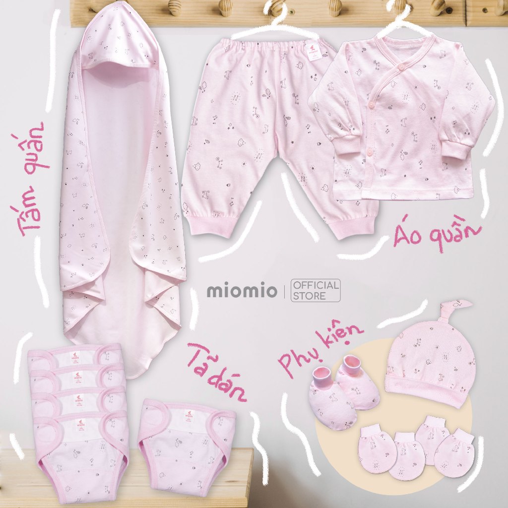 Combo Đi Sinh Cài Lệch MIOMIO 7 Món, Cho Bé Trai, Bé Gái (NewBorn ), Vải Cotton