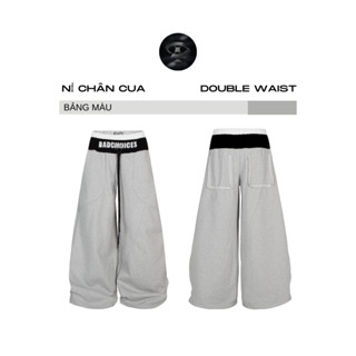 Bad Choices | Quần nỉ ống rộng DOUBLE WAIST vải chân cua phối dây rút