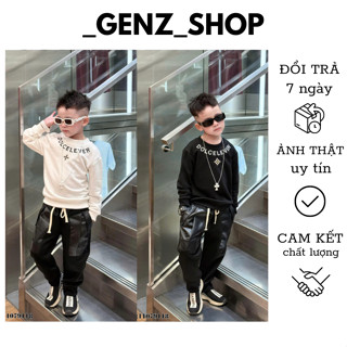  Áo Phông Dài Tay Thu Đông Cho Bé Trai Hoạ Tiết Thêu Chữ Quanh Cổ Phong Cách Boy Phố Cho Các Bé 