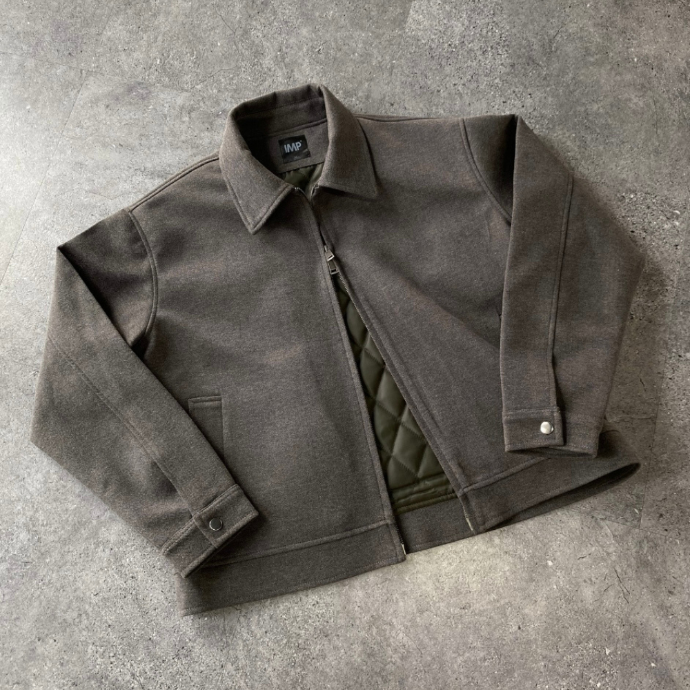 Áo khoác dạ nam Imperfect 001 Jacket, Áo khoác mùa đông dạ len lông cừu, lớp lót chần bông quả trám