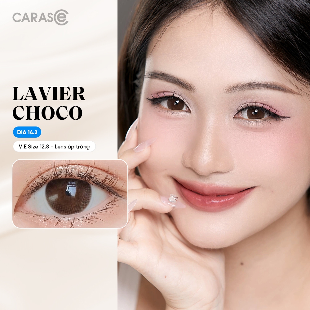 [1 Chiếc] Kính áp tròng khoá ẩm 1 Ngày Màu Nâu Trầm CARASE, Lens cận LAVIER CHOCO