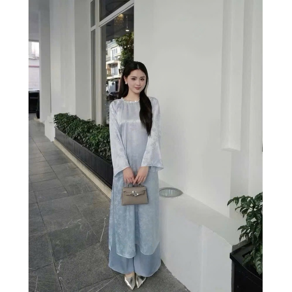 [TẾT 2026] Áo dài cách tân TÂM GIAO dáng suông vải gấm lụa thanh trúc đính kết thủ công cao cấp kèm quần lụa | BigBuy360 - bigbuy360.vn